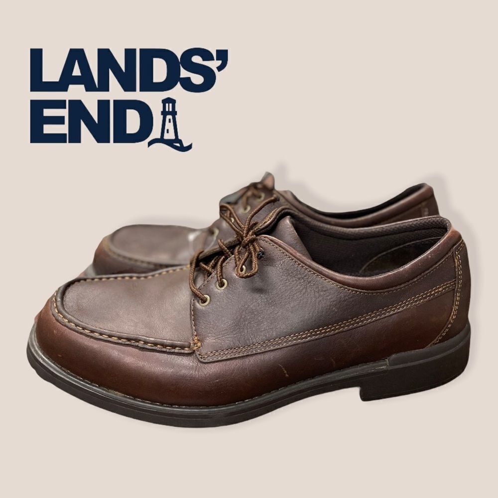 Lands' End Brown Men's Tie Loafers 12